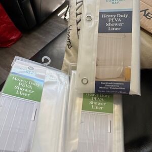 Lot of 3 Comfort Bay Clear PEVA Shower Curtain Liner 70x72 Heavy Duty Clear